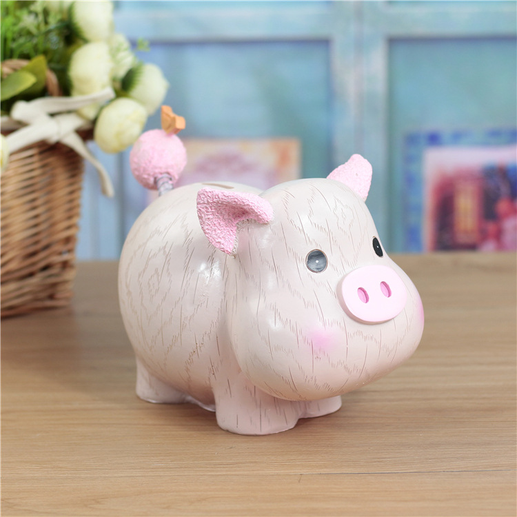 Pig Shaped Cow Money Bank, Coin Counting Piggy Bank, Kids Resin Piggy Banks