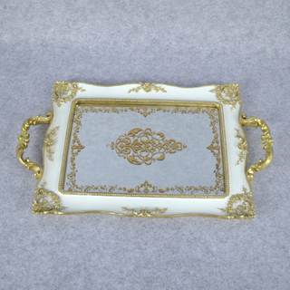 Wholesale Classical White Polyresin Towel Tray Towel Disk with Mirror Face