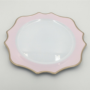 Fancy Pink Style Melamine Custom Plastic Decorative White Dishes Plates