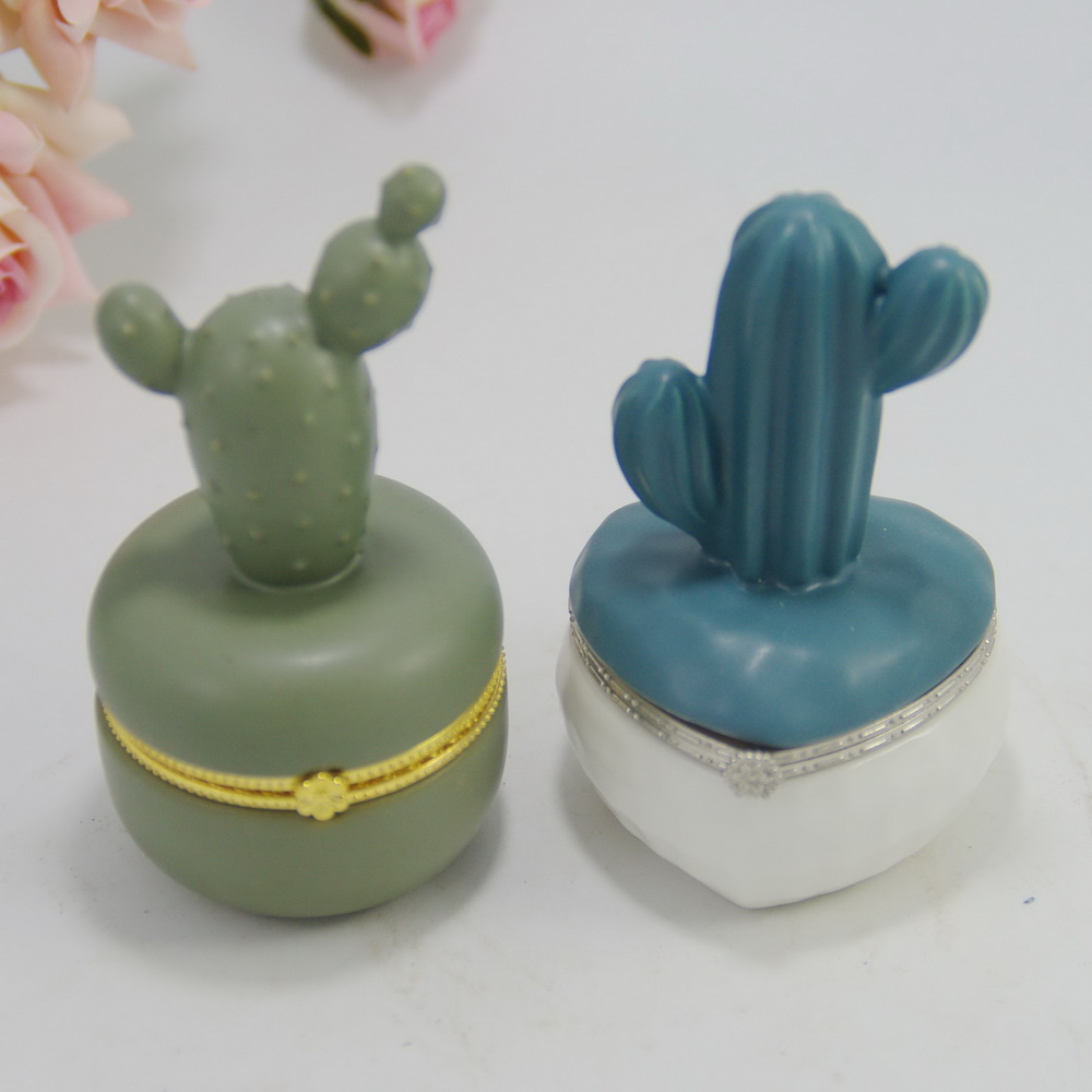 Most Popular Ceramic Trinket Holder with Decorative Cactus Design
