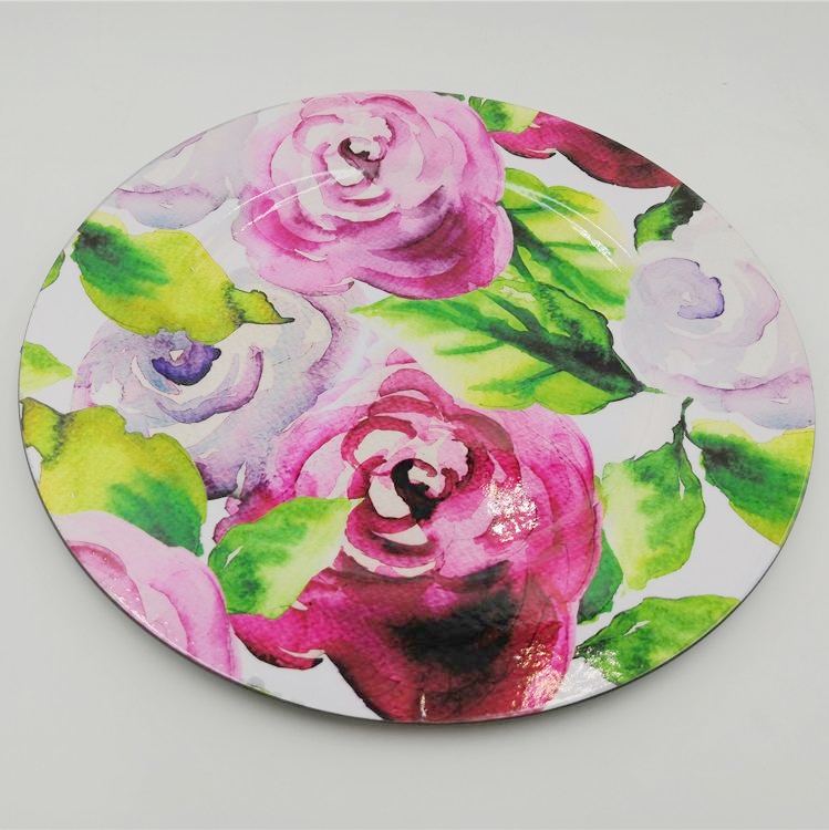 New Design Cheap Round Plastic Leaf Design Colorful Flat Plates