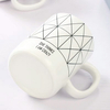 Promotional Custom Fashion Design Rhombus 600ml Ceramic Mug With C-Handle
