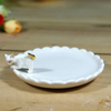 White Pattern Animal Shape Ceramic Jewelry Ring Stand