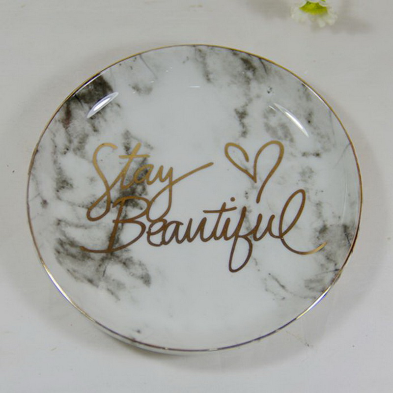 Wholesale Round Ceramic Shape Marble Jewelry Dish&trinket Tray