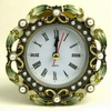 Silver White Pearls Beaded Iron Framed Round Quartz Table Clock