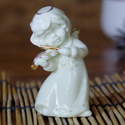 Decorative White Ceramic Angel Wing for Plating Craft