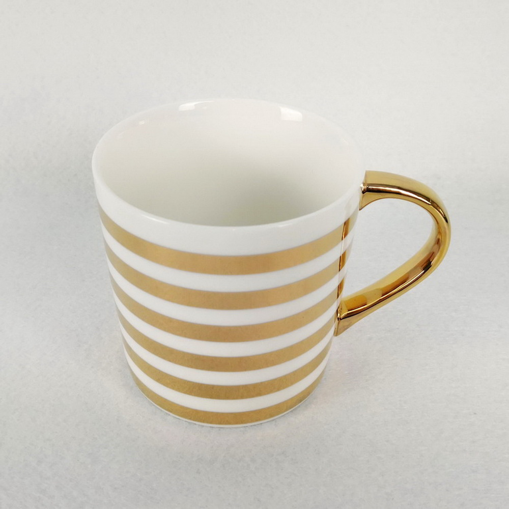 Full Wrap Decal Gold Rim Tea Mugs Painted Wholesale Stackable Cheap