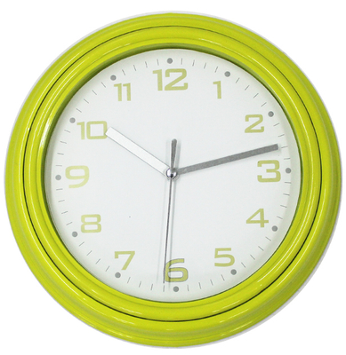 Home Decoration Simple Round Design 10 Inch Cheap Plastic Yellow Color Wall Clock