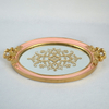 New Design Pink And Gold Polyresin Mirror Tray