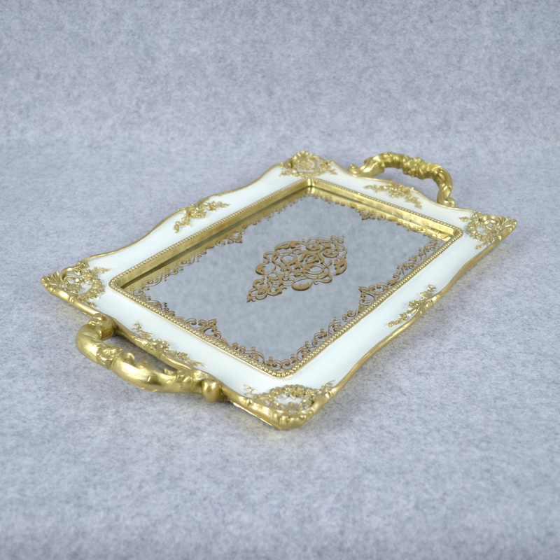 Wholesale Classical White Polyresin Towel Tray Towel Disk with Mirror Face