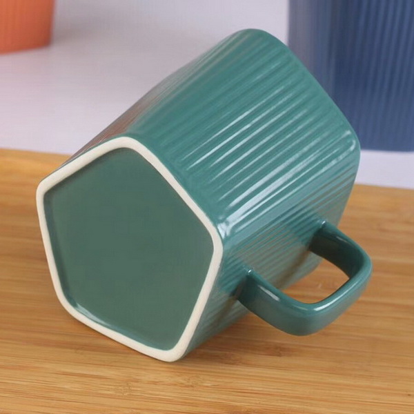 Hand Painted Travel Ceramic Mug Orange Square Ceramic Mug