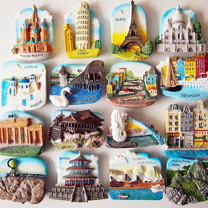 OEM Wholesale 3D Resin Fridge Magnet Tourism City Souvenir Polyresin Refrigerator Magnets