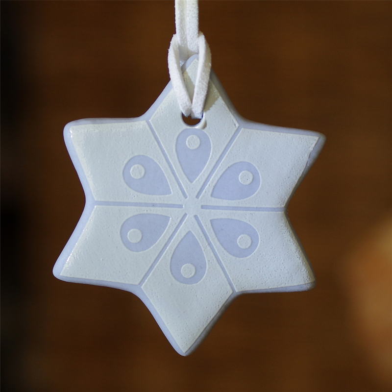 Star Shape Christmas Tree Decoration, Ceramic Ornament, Personalized Star Pendant
