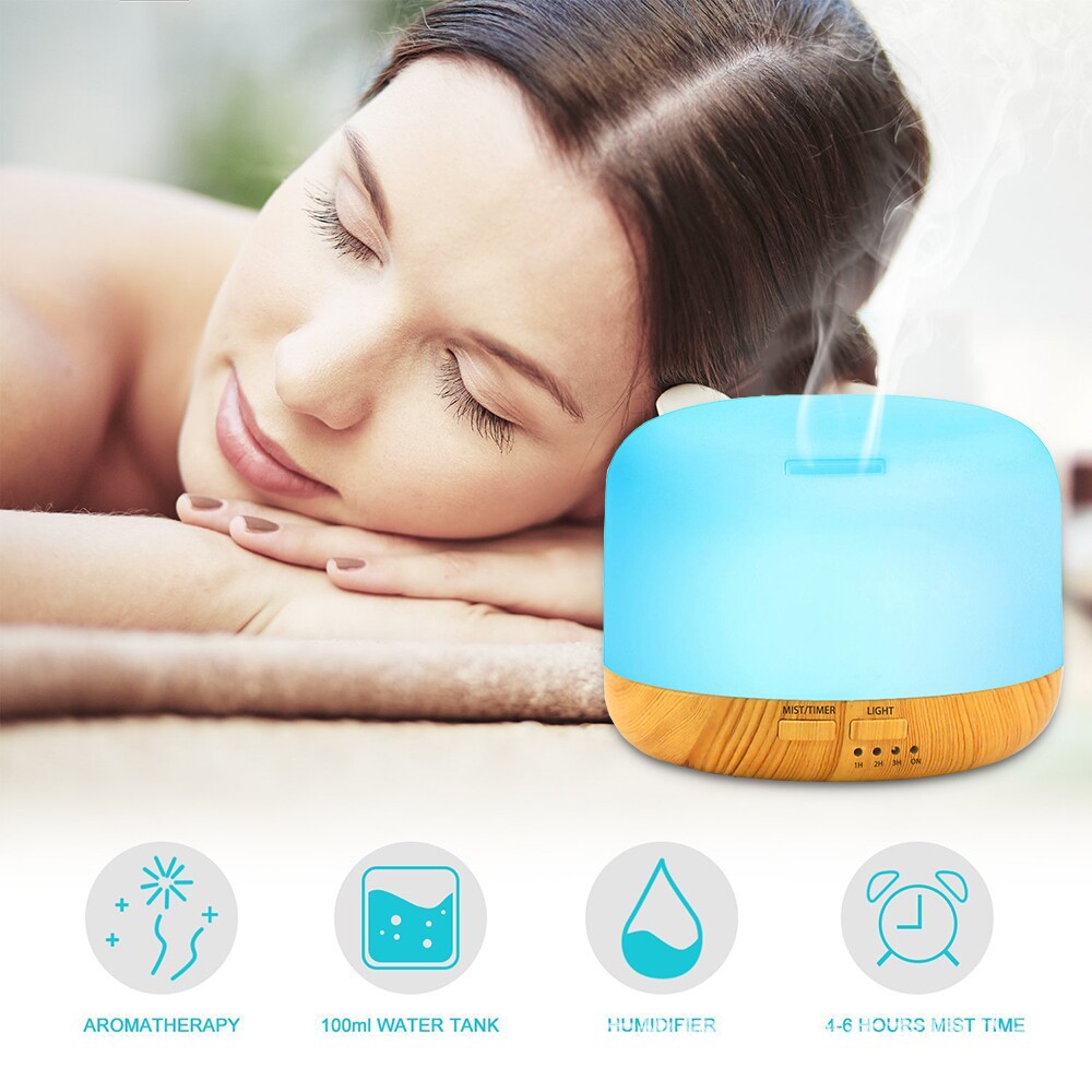 Air Humidifier Essential Oil Diffuser 300ML 500ML Ultrasonic Cool Mist Maker Fogger Humidifier LED Lamp Aroma Diffuser Electric