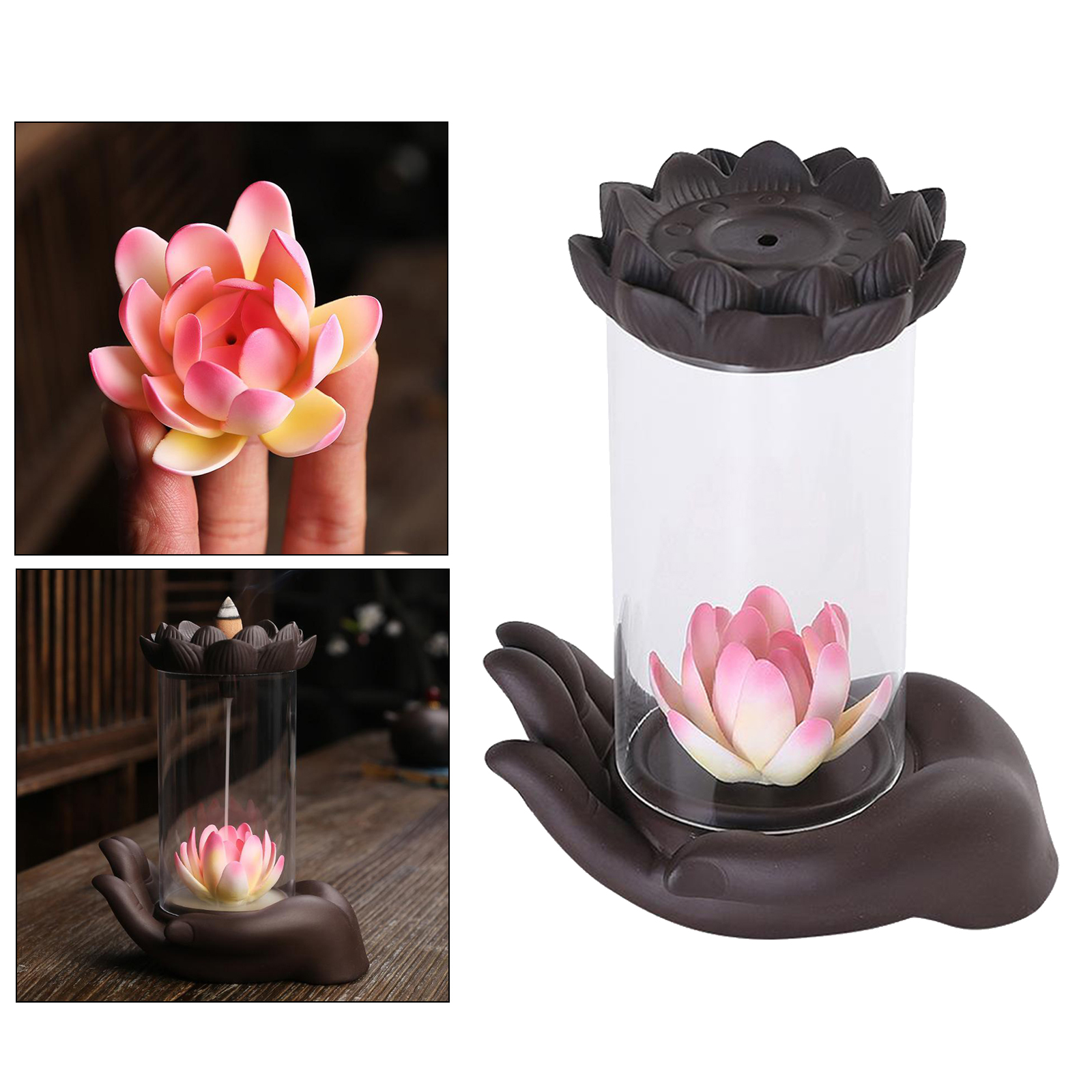 Incense Burner Backflow Incense with Windproof Acrylic Hood Set