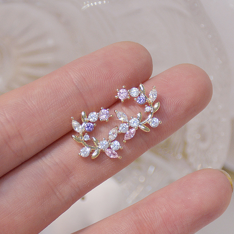 S925 Silver Needle Exquisite Flower Butterfly Women Earrings Bling Shining AAA Zircon CZ Stud Earring Wedding Jewelry Pendant