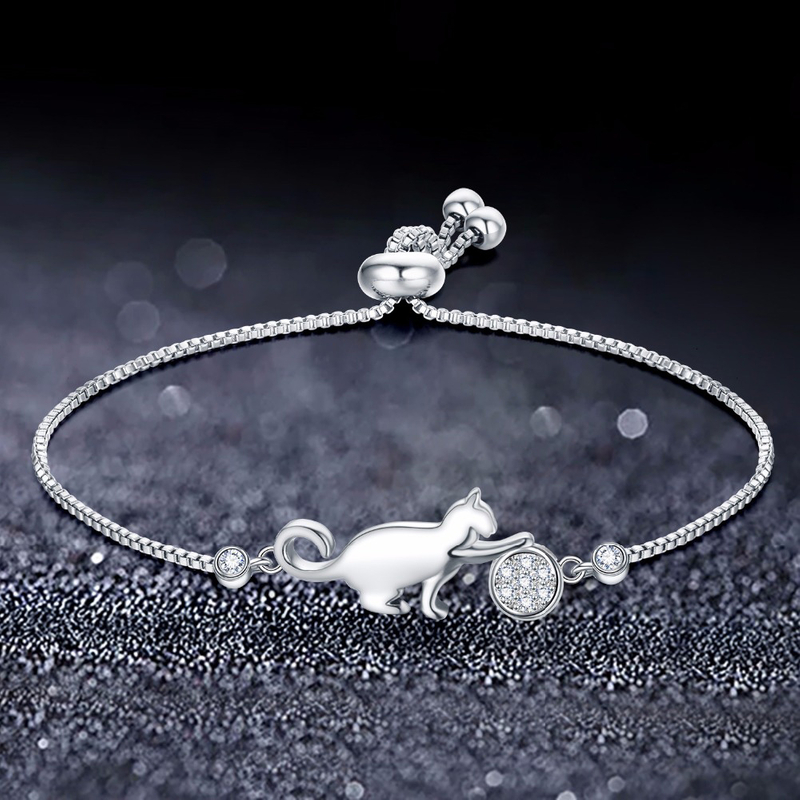 Trendy Cubic Zirconia Crystal Cat And Ball Charm Bracelets for Women Fashion Korean Jewelry Gift Pulseras Mujer Moda 2020