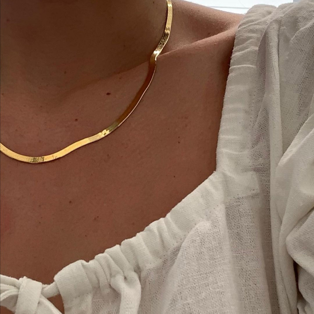Classic 18k Gold Plated Flat Snake Chain Bracelets Bangles For Women Herringbone Chain Accessories Jewelry Gift