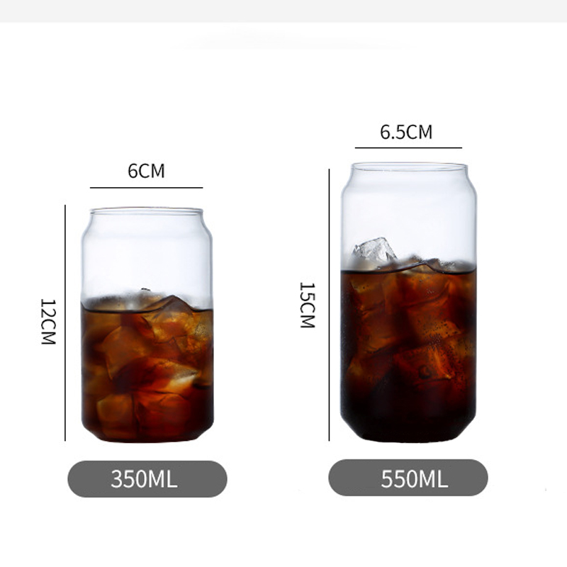 Creative Can Shape Tea Juice Milk Glass Cup With Bamboo Lid Coffee Mug Glass Drink Cup High Borosilicate Glass Drinkware Durable