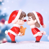 2 Pcs Mini Christmas Couple Figurine for Doll Ornament People Ceramics Figure Crafts Decoration Accs for Tabletop Bedroo