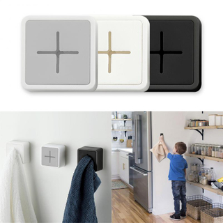 Self Adhesive Towel Plug Holder Wall Mounted Bathroom Towel Hook Storage Rack Waterproof Kitchen Rag Dishcloth Clip Organizer