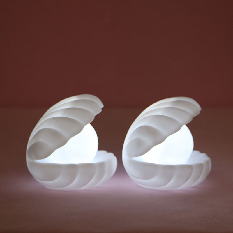Ceramic Shell Pearl Night Light Streamer Mermaid Fairy Shell Night Lamp for Bedside Home Decoration Xmas Gift