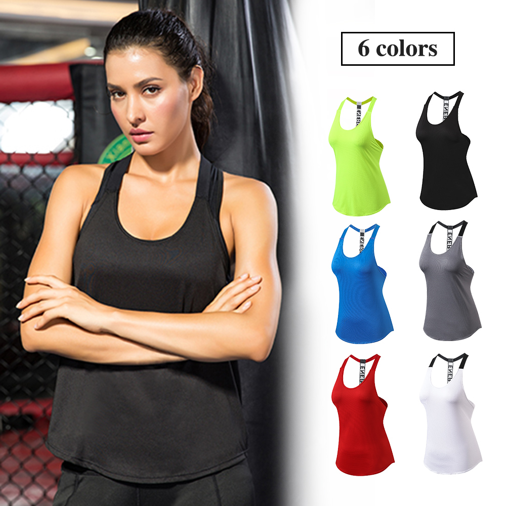 15% spandex Fitness Sports Yoga Shirt Quickly Dry Sleeveless Running Vest Workout Crop Top Female T-shirt