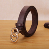 Female Double Ring Round Buckle Smooth Dark Buckle Belt Student Jeans Skirt