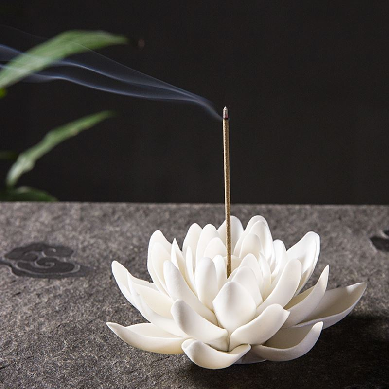 Ceramic White Lotus Incense Burner Home Decor Incense Stick Holder Buddhist Aromatherapy Incense Censer Use In Office Teahouse