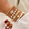 Punk Gothic Imitation Pearls Lock Bracelets Female Knot Flower Bracelet Bangles for Women 2020 Fashion Gold Coin Jewelry