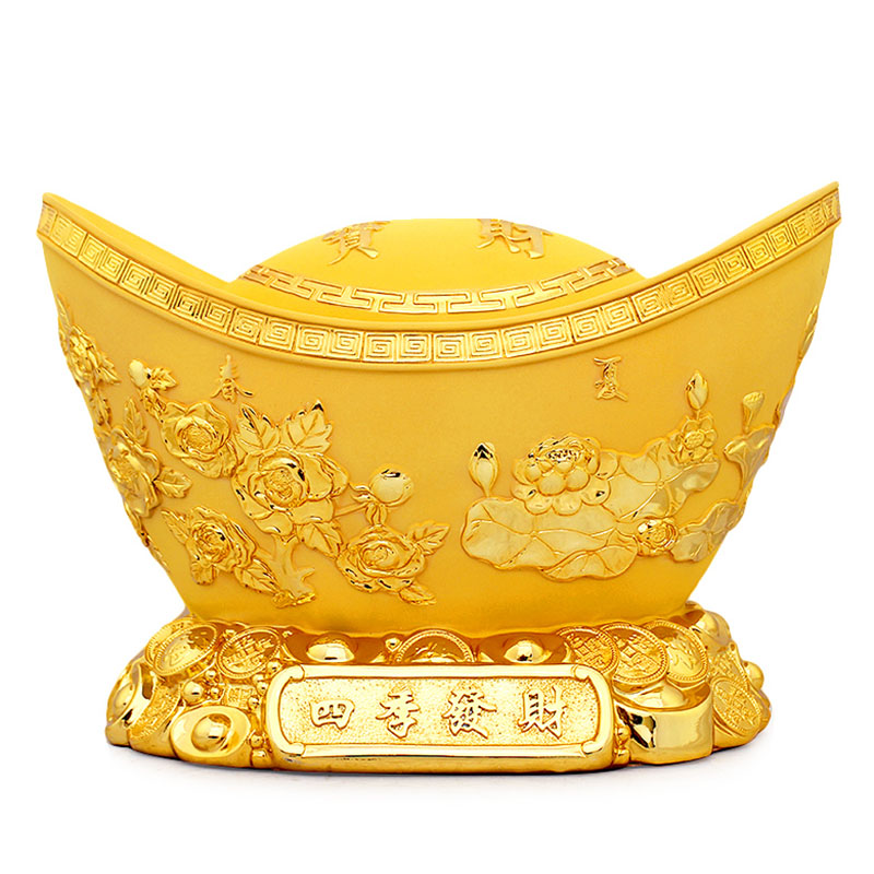 Resin Gold Ingot Decorative Piggy Bank Household Lucky Jinbao Decoration Money Saving Box Golden Children Coin Gift Box