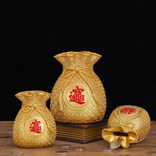 New Resin Lucky Bag Piggy Bank，Modern Art Handmade Sculpture Fortune Bag Home Decoration Piggy Bank Best Gift
