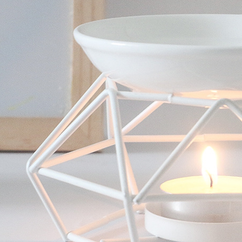  Aromatic Oil Burner Geometric Ceramic Essential Oil Tealight Candle Holder Wax Melt Warmer Aroma Diffuser Lamp