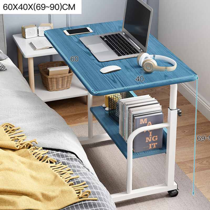 Convenient Mobile Laptop Stand Lifting Adjustment Breakfast Table Double Storage Computer Table Widening Desktop Reading Desk