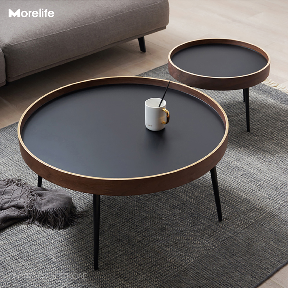 Coffee Table Nordic Side Table Solid Wood Light Luxury Modern Minimalist Round Living Room Walnut Combination Tea Table
