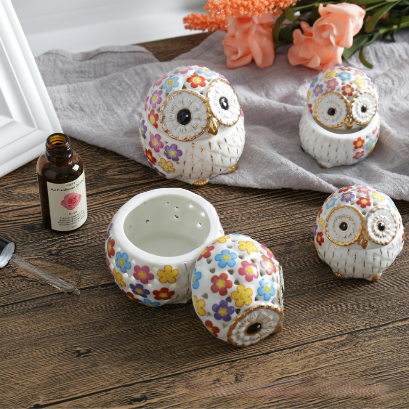 Decorative Incense Box Ceramic Jewelry Case Owl-shaped Trinket Box Jewelry Accessory Decorations for Home Antique Home Decor