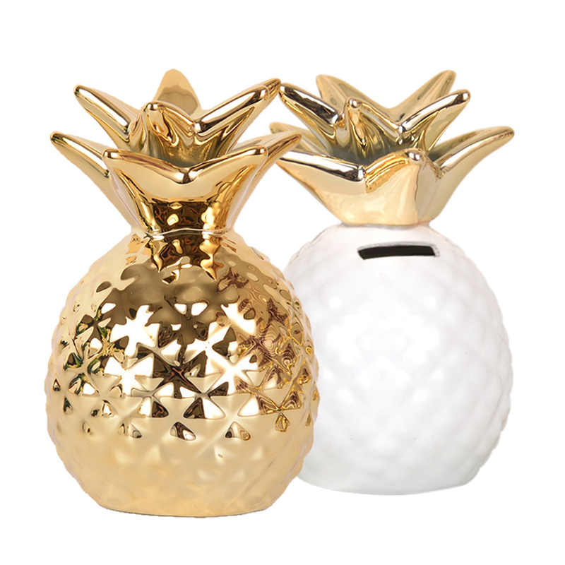 1 Pc Resin Pineapple Piggy Bank Faux Fruit Ornament Realistic Pineapple Props Creative Crafts Home Decoration Money Boxes
