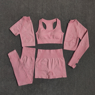 Seamless Women Yoga Set Workout Sportswear Gym Clothing Fitness Long Sleeve Crop Top High Waist Leggings Sports Suits