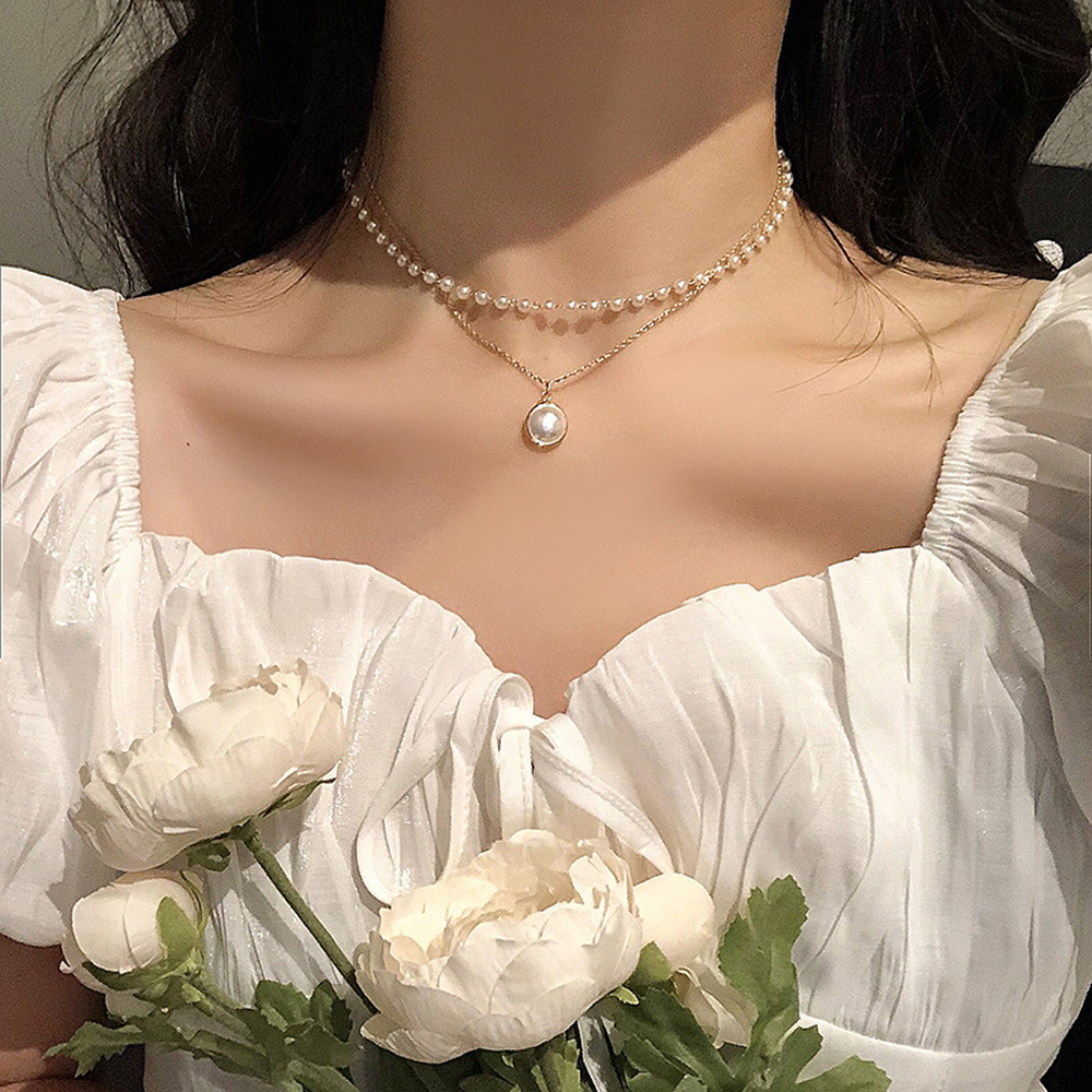 2023 New Beads Neck Chain Kpop Pearl Choker Necklace Gold Color Goth Chocker Jewelry On The Neck Pendant Collar For Women
