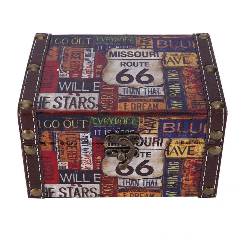 Vintage Retro Wooden Box With Lock Storage Container Box Trinket Jewelry Bracelet Pearl Ring Treasure Case Chest Organizer