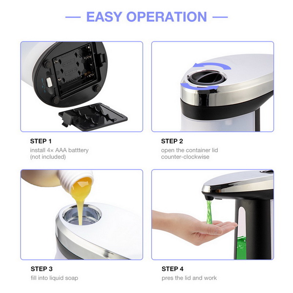 400ml Infrared Automatic Sensor Soap Dispenser for Kitchen Bathroom 