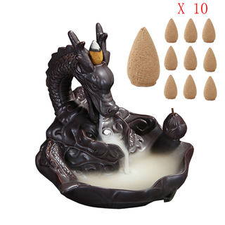 10pcs Hot Dragon Incense Burner Smoke Backflow Best Cone Censer Incense Holder Mini Office Desk Home Decor Teahouse Ornament