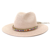 Pink Panama Hat Womens Sun Hat Straw Beach Fedora Summer Hat Wide Brim Sombreros