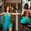 Sexy Backless Sport Bodysuits Women Fitness Jumpsuits V-neck Sleeveless Yoga Sport Suit One Piece Set Workout Activewear