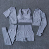 Seamless Women Yoga Set Workout Sportswear Gym Clothing Fitness Long Sleeve Crop Top High Waist Leggings Sports Suits
