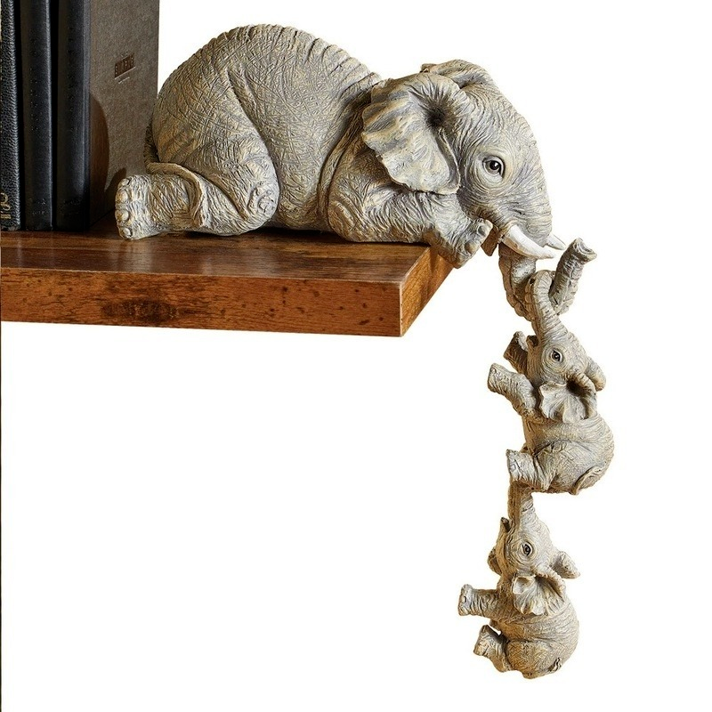  3pcs/set Cute Elephant Figurines Elephant Holding Baby Elephant Resin Crafts Home Furnishing Gift