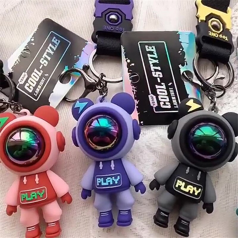  Cute Resin Keychain Charm Tie The Bear Pendant For Women Bag Car KeyRing Mobile Phone Fine Jewelry Accessories Kids Girl Gift