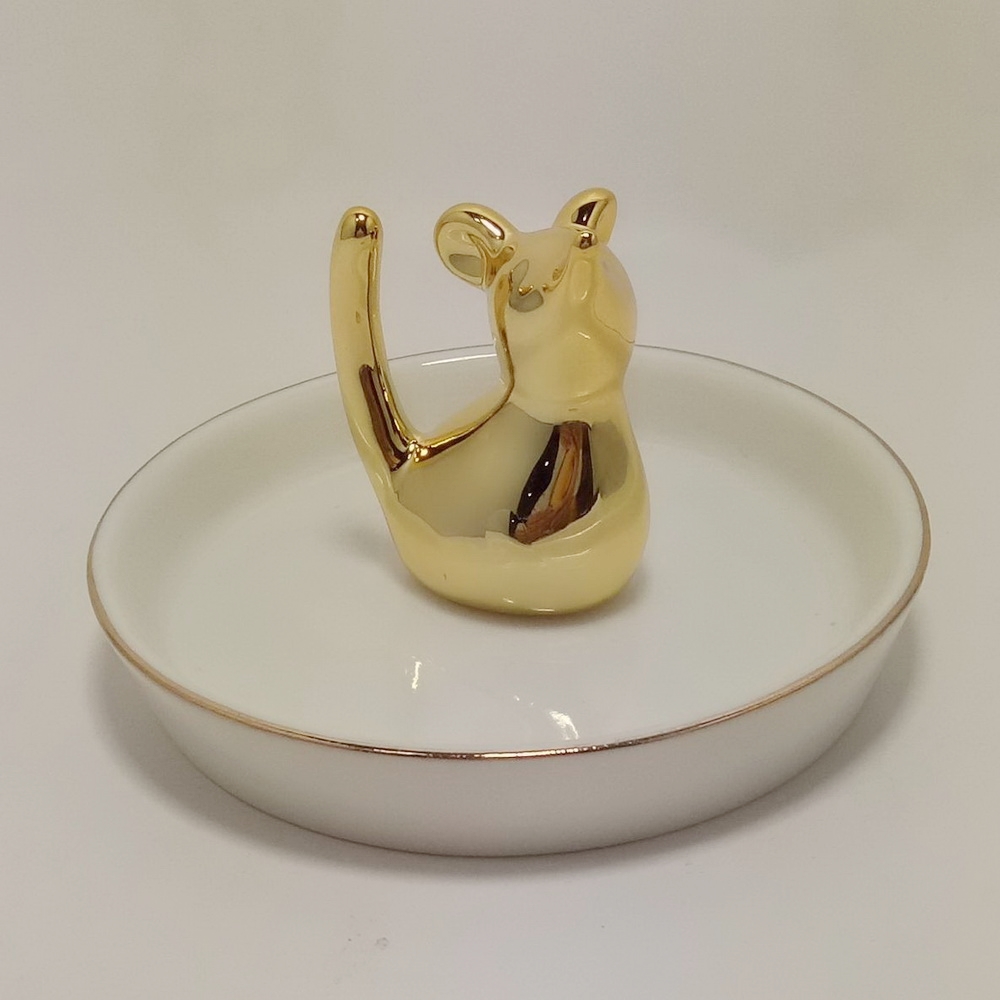 European Wedding Christmas Gift Tabletop Decoration Ceramic Trinket Display Plate Jewelry Tray Dish