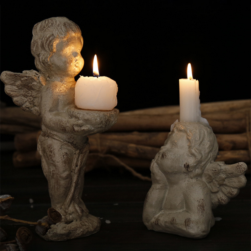 Desktop Decor European Retro Little Angel Candlestick Ornaments