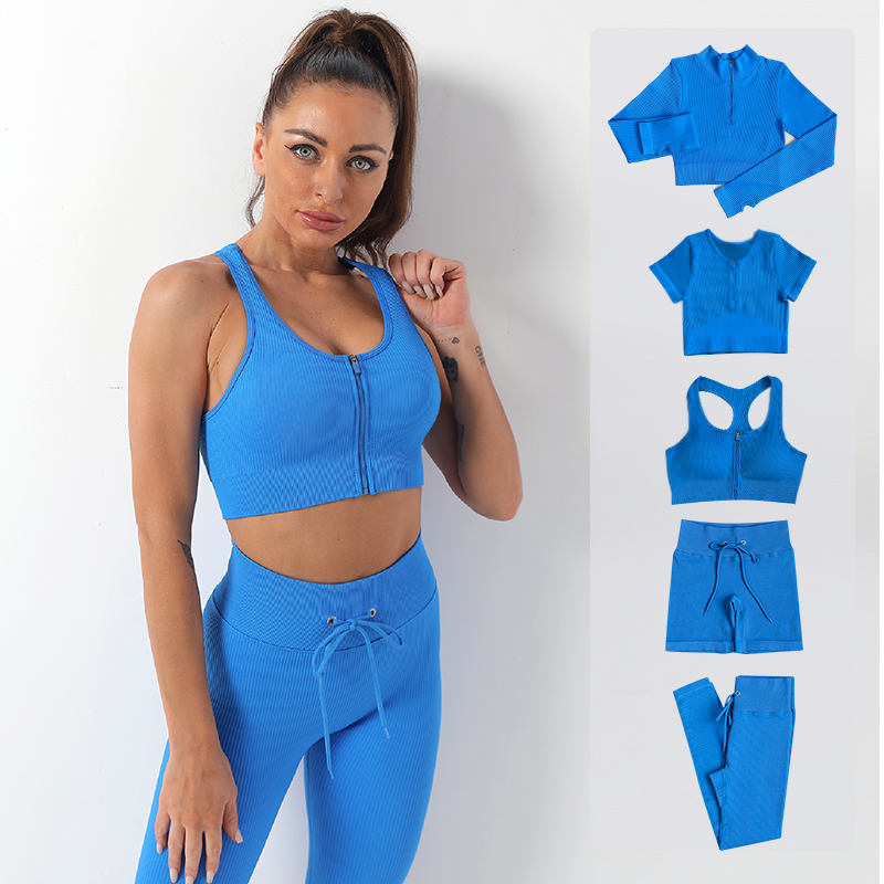 Women Tracksuit Seamless Yoga Set Workout Sportswear Gym Clothing Drawstring High Waist Leggings Fitness Sports Suits